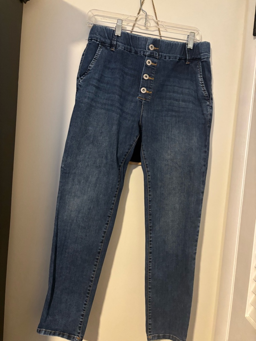 BEVY FLOG Women's Skinny Button-Fly Jeans - Dark Blue